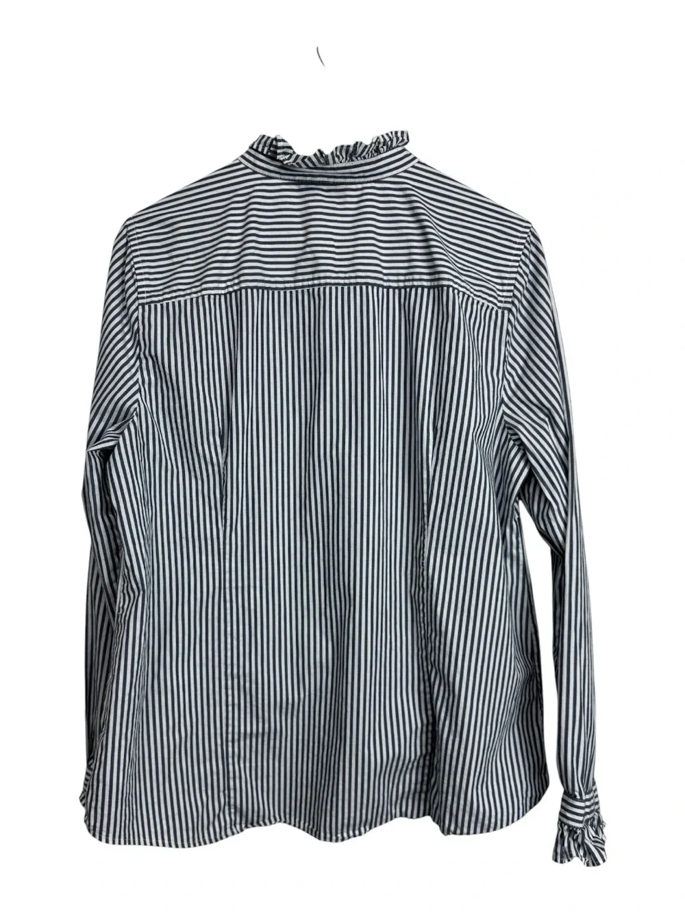 J. Crew Ruffleneck button-up top Blue White Striped XL
